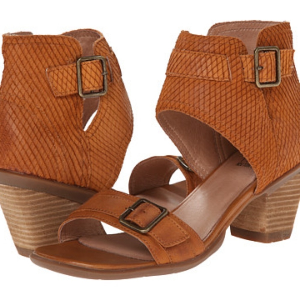 Miz mooz leather buckle open toe bootie wrap ankle